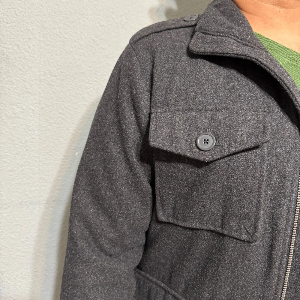 GAP Men Gray Military Field Zippered Long Sleeves Heavy Cozy Winter Jacket‎ Sz M